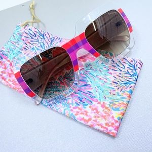 Lilly Pulitzer Oversized Square Sunglasses Multi Splashdance Accessories Small